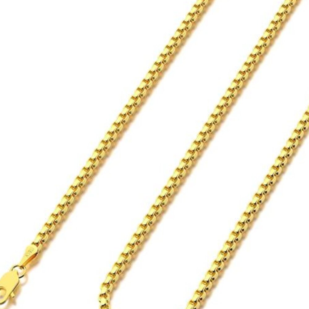 Box Chain Lobster Clasp Necklace 18K Gold Necklace Chain Diamond Cut